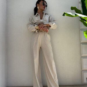 Spodnie SIMPLE natural – szaro-beż