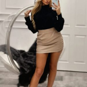 Bluzka koszulowa marszczona Gloria - czarna