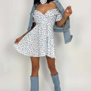 Sukienka muślinowa Kiss niebieska