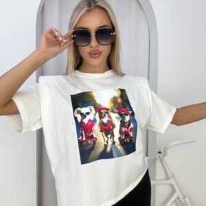 Koszulka print dog - ecru