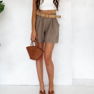 Spodenki lniane z paskiem