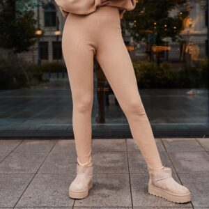 Legginsy prążkowane - beżowe