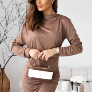 Sukienka błyszcząca - cappucino