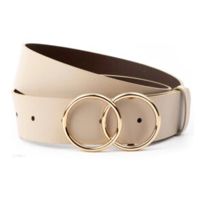 Damski pasek skórzany ze złotą klamrą