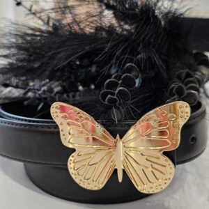 Damski pasek skórzany z klamrą motyla