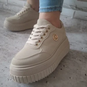 Adidasy sportowe beżowe na platformie